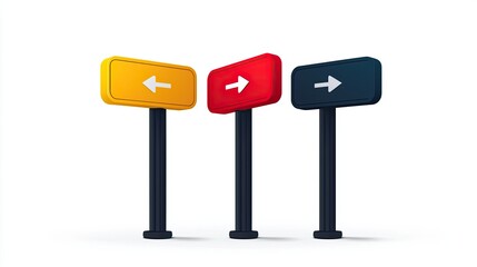 Three Colorful Directional Signs Indicate Different Paths