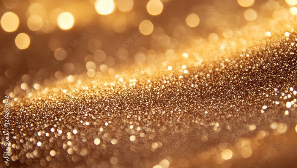 Poster shimmering gold glitter background with bokeh effect capturing light and texture perfect for celebra
