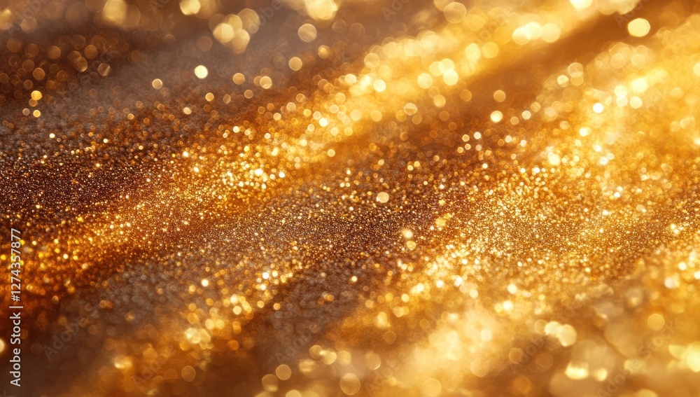 Poster shimmering gold glitter background with soft bokeh effect for celebratory and festive themes in high
