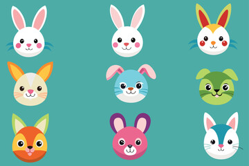easter bunny head different collection illustration vector