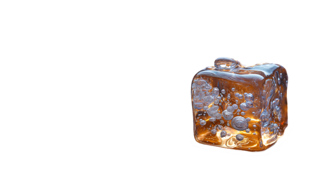 Golden Ice Cubes Sparkling Water Texture, Cool and Shiny for Backgrounds, isolated on transparent background. - Powered by Adobe