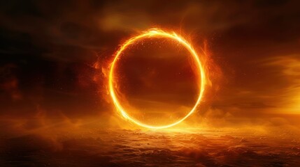 Abstract golden circle effect with a radiant glow and a sophisticated, luxurious atmosphere