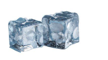 Obraz premium Clear Ice Cubes Refreshing Water Texture, Cold and Shiny for Backgrounds, isolated on transparent background.