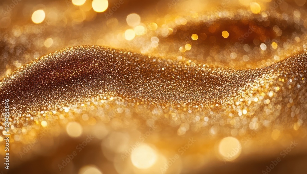 Poster shimmering golden abstract background with bright glitter and bokeh effect for elegant design and ar