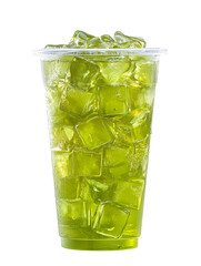 Tall Plastic Cup Filled with Refreshing Iced Green Tea and Ice