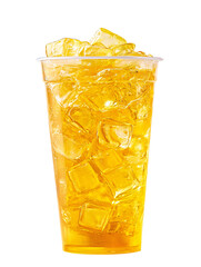 Refreshing Iced Honey Lemon Drink in Transparent Plastic Cup