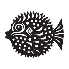 Minimalist Pufferfish silhouette for modern designs - Pufferfish illustration - Clean Pufferfish vector - Fish silhouette
