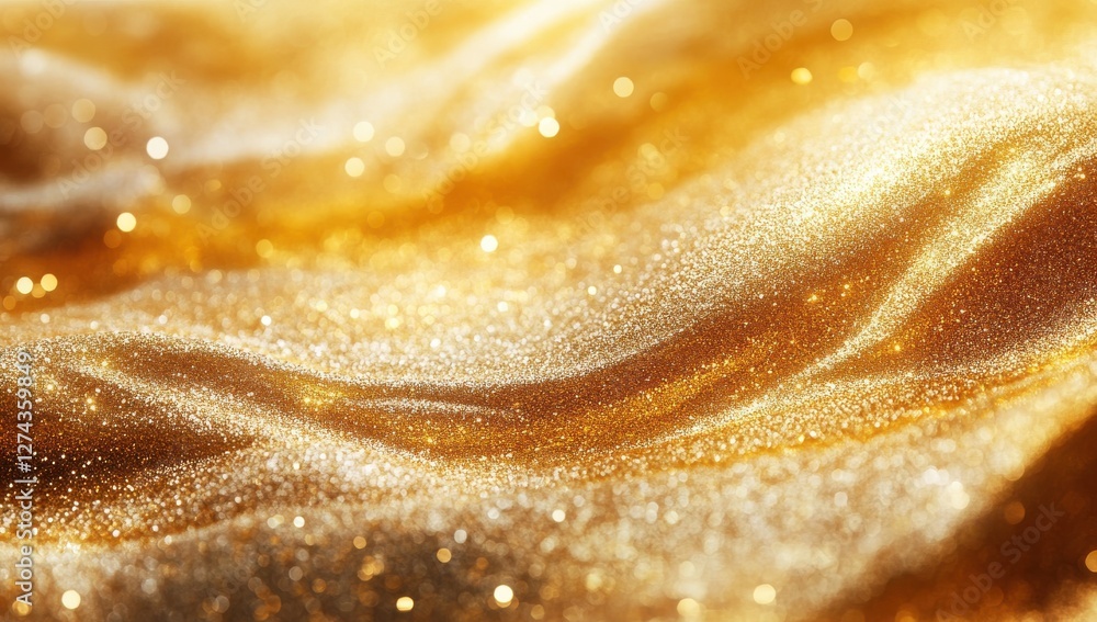 Poster shimmering golden fabric with sparkling texture and waves for elegant background or design inspirati