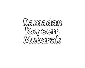 A top-down, classic black and white line art illustration of Ramadan Kareem.  The text is timeless and elegant, set against a clear background.