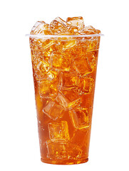Tall Plastic Cup Filled with Iced Tamarind Juice and Ice Cubes