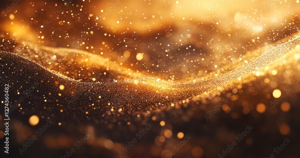 Poster shimmering golden particles floating in a dreamy background creating a magical atmosphere of light a