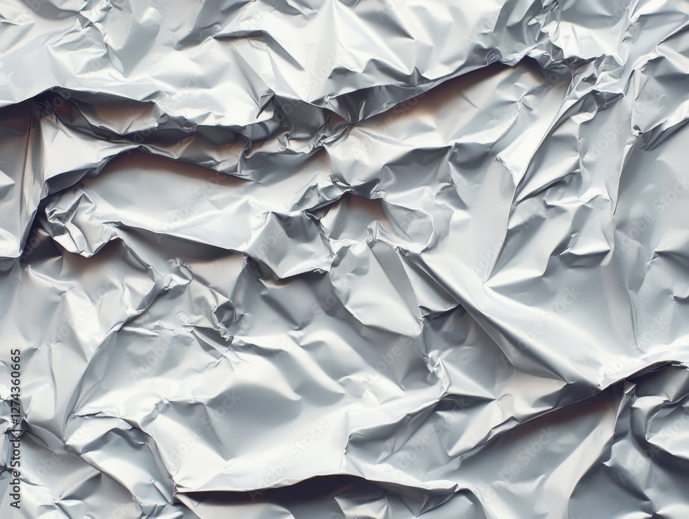 Poster captivating silver foil texture abstract background with dynamic wrinkles and reflective surface for
