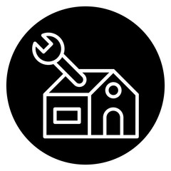 Inverted Bold Circle Home Repair Icon