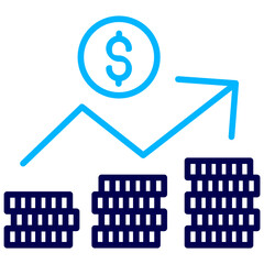 Dollar Graph Outline Color icon