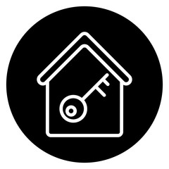 Inverted Bold Circle House Key Icon