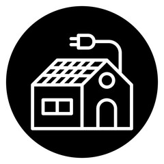 Inverted Bold Circle Solar House Icon