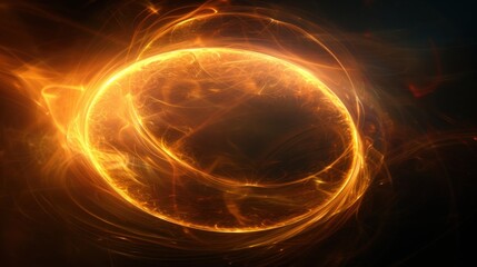 Abstract golden circle effect with a radiant glow and a sophisticated, luxurious atmosphere