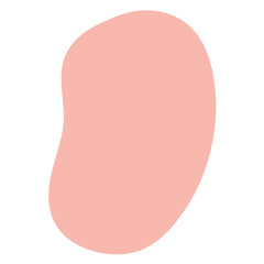 A simple, abstract shape in a soft pink color, resembling an organic form or blob.