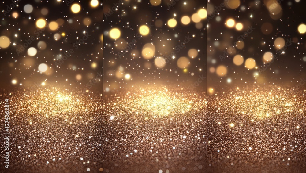 Poster soft golden glittering bokeh lights creating a magical background with a dreamy ambiance for festive