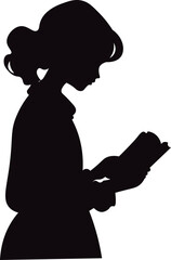 silhouette of a girl with a book