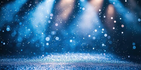 Dance floor illuminated by vibrant lights with sparkling particles during a nighttime celebration