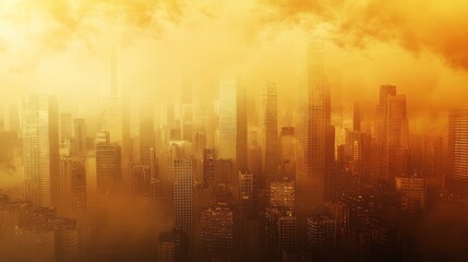 Fototapeta premium Urban Landscape with Toxic Atmosphere in Overcast Conditions