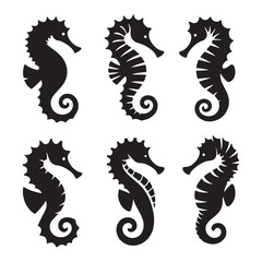 Decorative Seahorse silhouette, a detailed oceanic illustration - Seahorse illustration - Minimalist Seahorse vector - Marine silhouette
