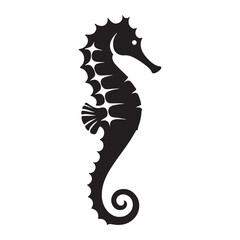 Timeless Seahorse silhouette, an artistic marine depiction - Seahorse illustration - Minimalist Seahorse vector - Marine silhouette
