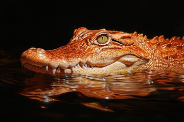 Obraz premium Crocodile stealthily gliding through water safari adventure wildlife encounter lush environment underwater perspective