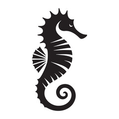 Minimalist Seahorse silhouette for artistic marine themes - Seahorse illustration - Minimalist Seahorse vector - Marine silhouette
