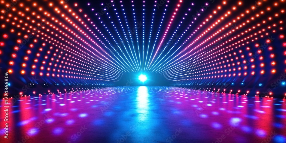 Poster light display creating an immersive atmosphere for an event or performance in a darkened space