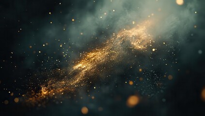 Fototapeta premium Stunning Cosmic Dust with Sparkling Particles and Ethereal Gases in a Dark Eerie Space Setting Captures the Vastness of the Universe Beautifully