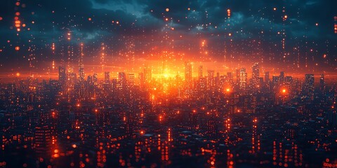 Fototapeta premium Urban Infrastructure with Quantum Cryptography 