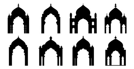 Arabic Arch Silhouette for Ramadan and Islamic Architecture Design Icon Bundle