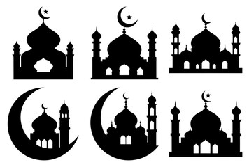 Decorative Eid Silhouette for Ramadan and Eid Celebration Design Icon Bundle