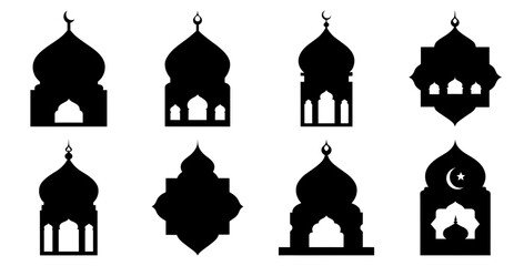 Islamic Ornament Silhouette for Ramadan and Eid Design Icon Bundle