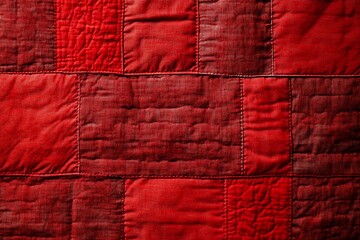 Obraz premium Quilted fabric. The texture of the blanket. Red textile