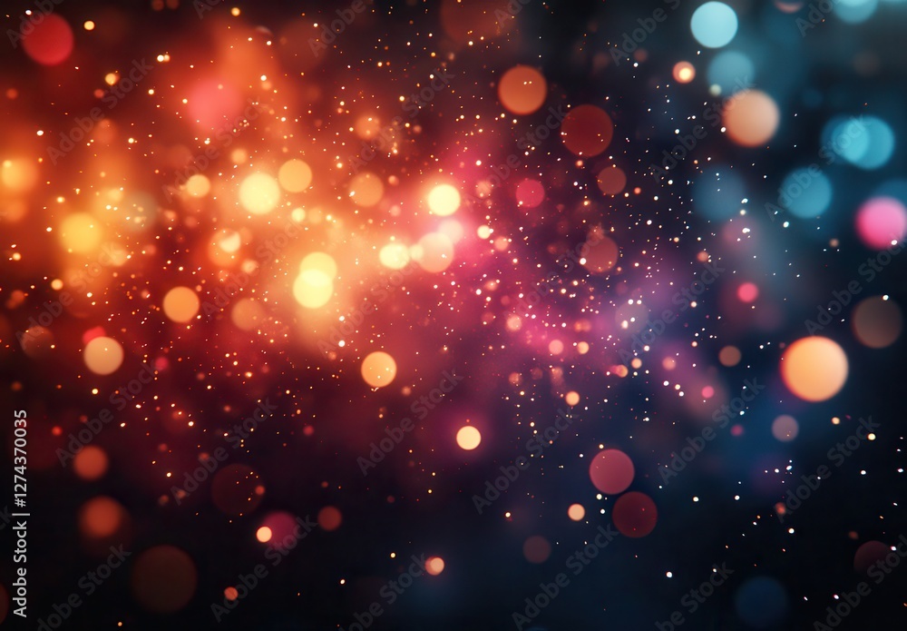 Poster vibrant colorful bokeh abstract background with glowing lights and sparkles for use in creative proj