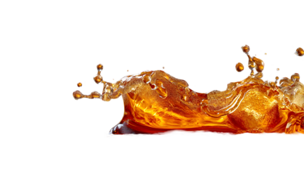 Amber Liquid Splash Dynamic Water Texture, Golden Wave for Abstract Backgrounds, isolated on transparent background.