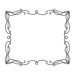 Doodle hand drawn trendy frame elements with swirls and wavy lines.