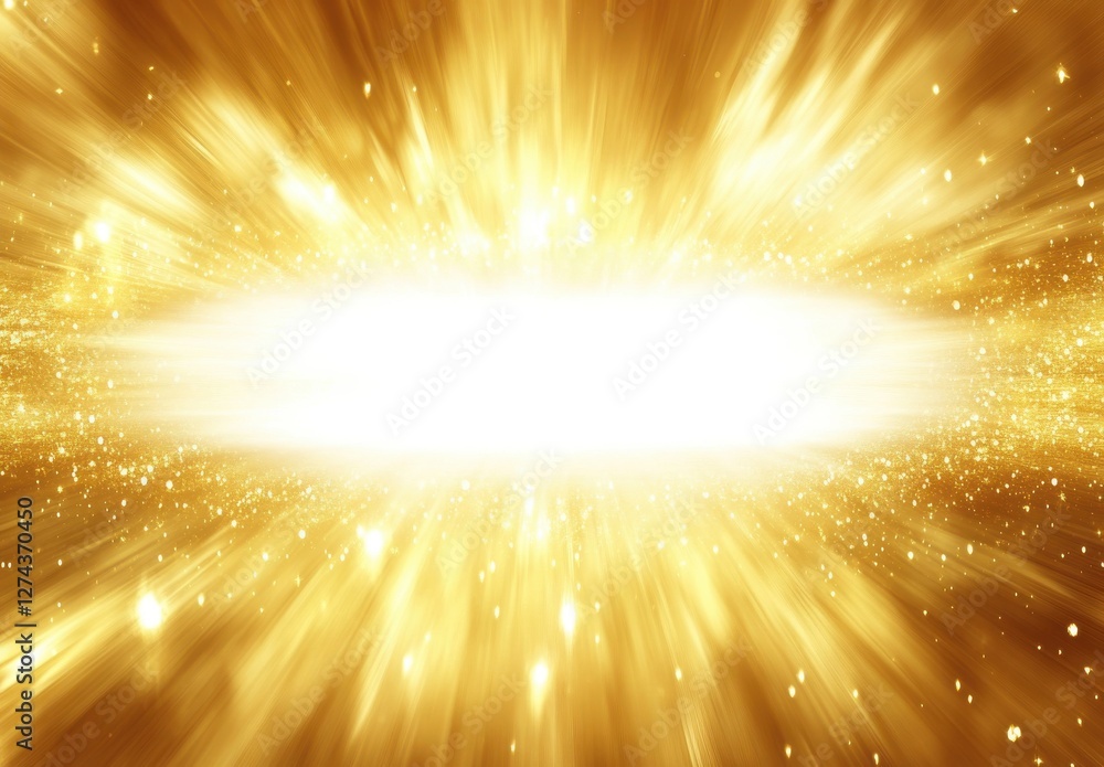 Poster vibrant golden explosion of light and energy with sparkling particles creating an ethereal atmospher