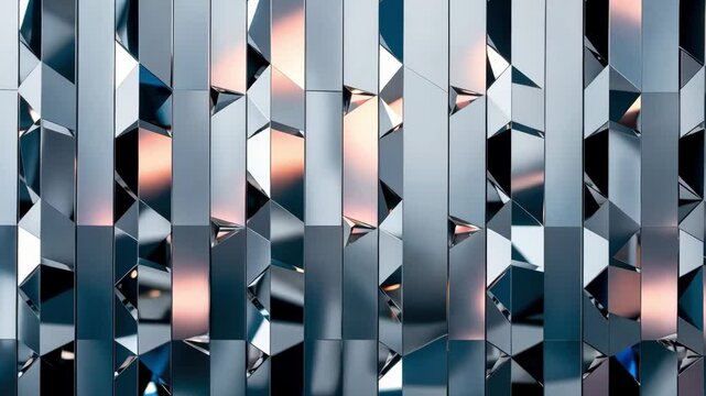 Reflective geometric pattern with shards of light in a modern art installation