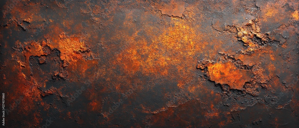 Poster dramatic abstract background of rusted metal texture with deep colors and intricate patterns for ind
