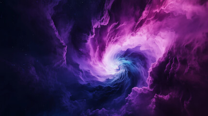 A deep purple and blue aurora forming a celestial vortex above a vast Arctic tundra