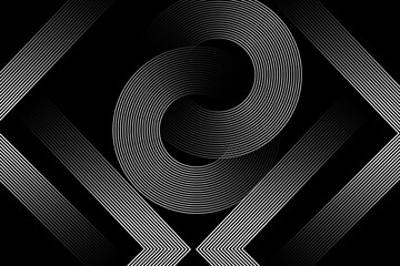 Black abstract background. Abstract elegant black background with shiny gold geometric lines.   Luxury and gold gradient geometric shape graphic elements. Vector illustration.
