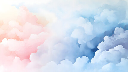 Soft pastel clouds in pink and blue hues create serene and dreamy atmosphere, perfect for evoking feelings of calm and tranquility