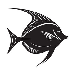 Serene Surgeonfish silhouette, a vision of aquatic peace and style - Surgeonfish illustration - Minimalist Surgeonfish vector - Fish silhouette
