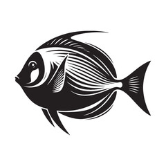 Whimsical Surgeonfish silhouette, a unique artistic marine design - Surgeonfish illustration - Minimalist Surgeonfish vector - Fish silhouette

