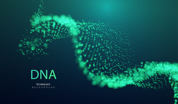 Medicine dna banner vector. DNA genome waves, future connect innovation design. Science biology chromosome molecule background. Technology ai genetic code. 