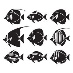 Unique Surgeonfish silhouette, an artistic take on marine life - Surgeonfish illustration - Minimalist Surgeonfish vector - Fish silhouette

